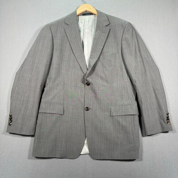 Vintage Hugo Boss Pasolini‎ Movie Wool Suit Jacket Pants Mens 42R Gray Stripes - Picture 1 of 16